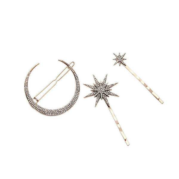 New Popualr Crystal Moon Star Rhinestone Hairpin Hair Clip Jewelry Gift