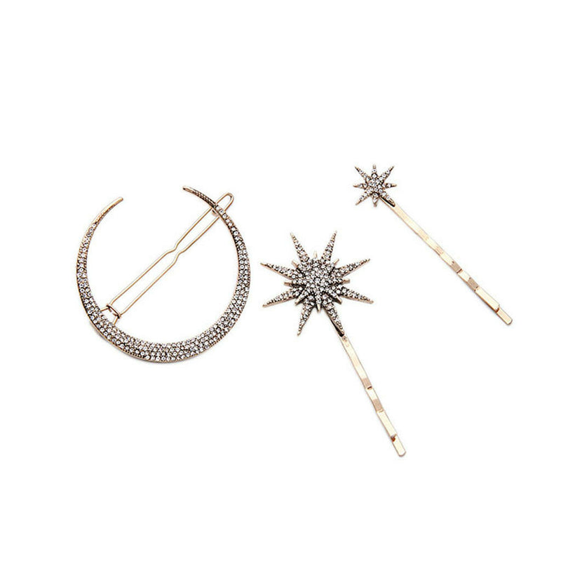 New Popualr Crystal Moon Star Rhinestone Hairpin Hair Clip Jewelry Gift