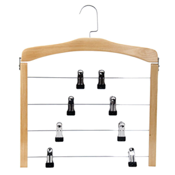 2PCS WOODEN 4 LAYER PANTS HANGER CLOSET SKIRT JEANS SLACK HANGERS STORAGE RACKS