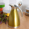 1.5L Stainless Steel Teapot Pot Double-Wall Insulated Coffee Carafe Golden