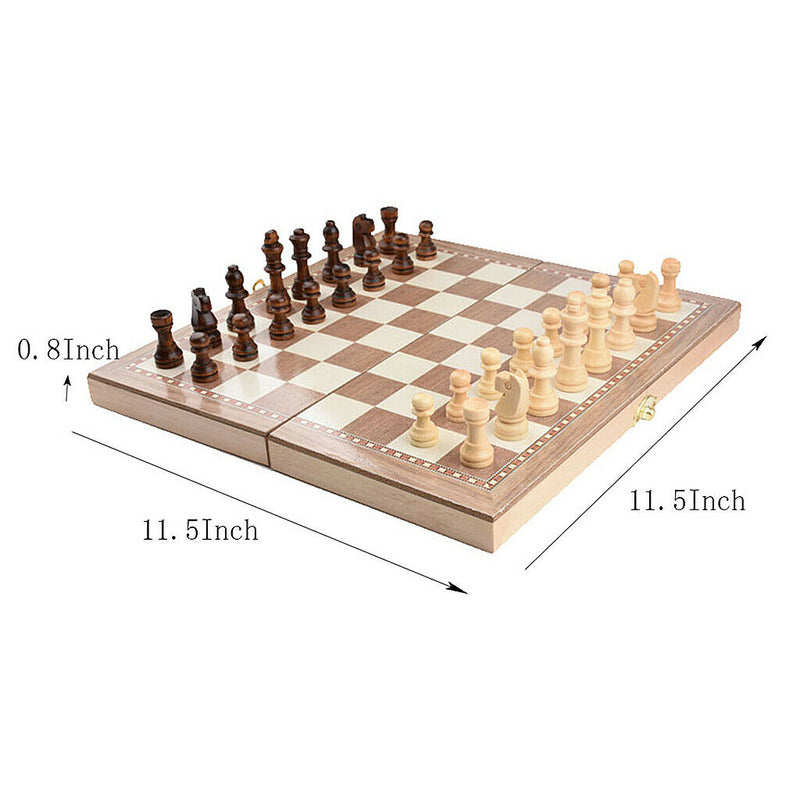 Professional Tournament 3-in-1 Wooden Chess Set Portable Folding Chessboard