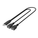 USB 2.0 A Male to 2 Dual USB Female Jack Y Splitter Hub Power Cable Cord