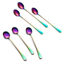 6pcs Stainless Steel Iridescence Rainbow Coffee Spoons Mixing Spoons Set Lo