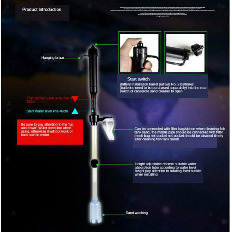 Electric Fish Tank Gravel Cleaner Water Changer Pump Kit Sludge Extractor