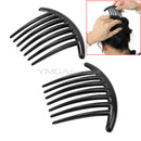2 pcs Womens Girls Black Plastic Side Clip Hair Comb Slide Headwear Accessory