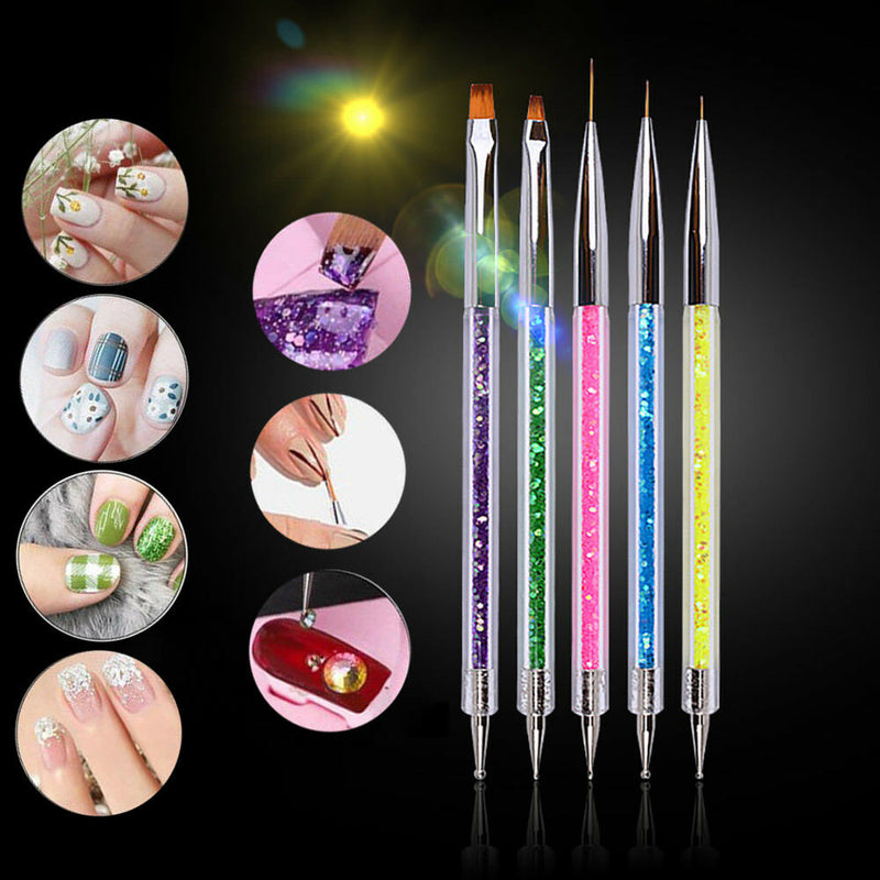 5pcs Nail Art Accessories Gel Design Pen Painting Polish Brush Drawing Tools Set