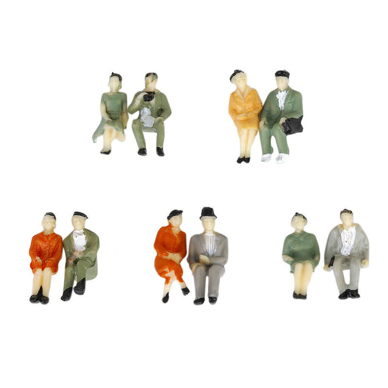 24 Pack of HO Scale 1:87 Seated People Figures Passengers Fine Color Painted