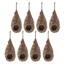 Set of 8 Bird House Hanging Birdhouse Hummingbird Nest Fiber Hand-Woven Roosting