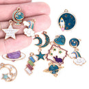 15pcs Mixed Star Moon Universe Enamel Charms Pendant DIY Jewelry Making  ME