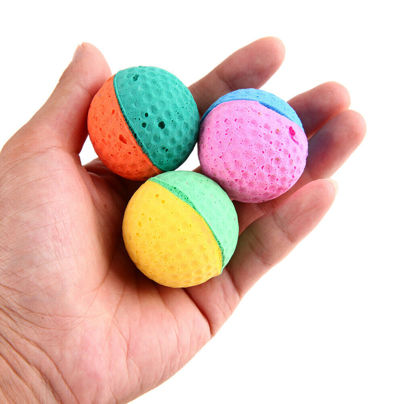 12pcs Funny Colorful Soft Latex Feathered Ball Toys Pet Cat and Dog Toys