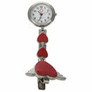 Womens Girls Heart Angle Wing Nurse Fob Clip On Brooch Hanging Pocket Watch