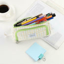 Simple Canvas Lattice Large Capacity Stationery Bag Cosmetic Package (C) A