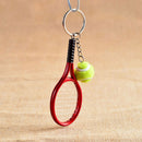 2 Pack Mini Tennis Racket and Ball Keychain Car Keychain Handbag Pendant Gift