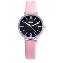 Waterproof Star Sky Quartz Watch Women Leather Strap Wristwatch (Pink B) A