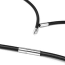2pcs 3mm Cord in Rubber Black Necklace with Clasp in Steel Stainless 20/25"