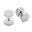 Pair Men's Titanium Steel Barbell Stud Earrings Gothic 8mm O3W8