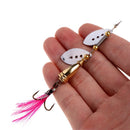 Fishing Lure Metal Rotate Sequins Spinner Spoon Baits Feather Fishhook Tackle