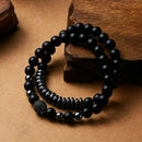 2 Pcs Natural Lava Stone 8mm Beads Energy Yoga Reiki Charm Men's Bracelets