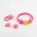4pcs LovelyGirls Kids Beaded Sun Flower Necklace Bracelet Rings Earrings Je