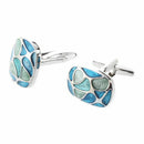 Men's Stainless Steel Cuff Links CUFFLINKS Shirt Set Rectangle Blue J7Z5
