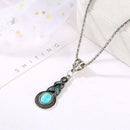 European and American retro pattern blue crystal inlaid turquoise earrings
