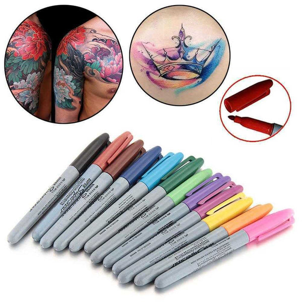 12 Colors/Set Tattoo Marker Tips Pen Medical Surgical Pen Stencil. Scribe P8C2