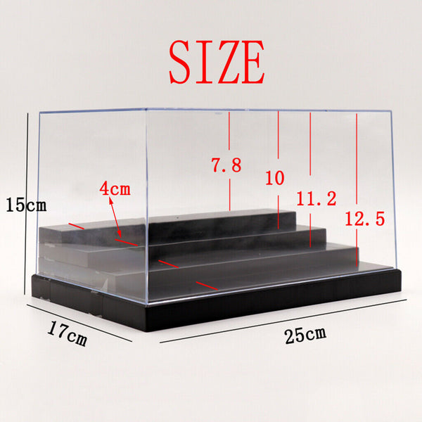 Anti-dust Arcylic 4-Step Display Case, Flat Glossy Base, Stackable Design, for