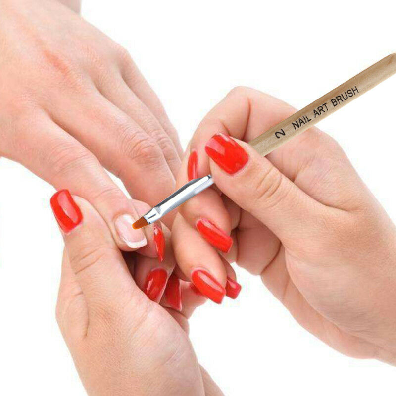 7pcs Wooden + Fiber Nail Art Gel Tips Extension Builder Brush Pen Tool Kit Set