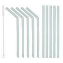 10Pcs Silicone Drinking Straws Long Flexible Straws w/Cleaning Brush Green