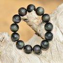 6A Rainbow Handmade Jewelry Obsidian Bead Elastic Bracelets Bangle Natural Agate