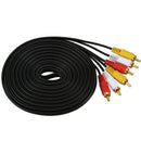 Triple 3 RCA Male to Male Audio Video DVD TV AV Cable 4.6M Long Black