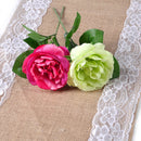 Burlap Home Wedding Table Runner Natural Jute Lace Trimmed Decoration 108 x 11"