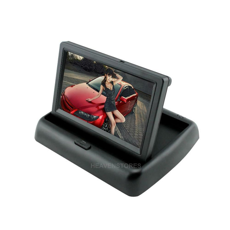 4.3" Foldable TFT LCD Monitor+ Reverse Car Rear View Backup Camera Cam Kit 12V