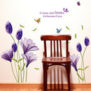 DIY Purple Lily Flower Wall Stickers Decorative Removable Waterproof Stickers FT
