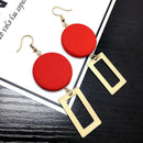 Fashion Diy Wooden Round Earrings Jewelry Long Earrings Geometric Rectangul M3P2