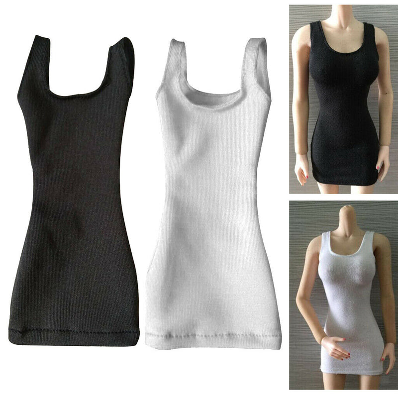 2 Pieces 1/6 Skirt Sets Black White Dress Clothes Fashion for 12