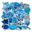 49Pcs Cute Blue Sea Marine Animals Stickers Suitcase Laptop Skateboard Decals Tw