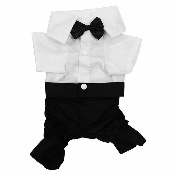 Handsome Formal Dog Jumpsuit with Bow Tie Groom Tuxedo Pet Costumes Dog Clo