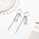 Women Crystal Pin Tassels Cross Drop Dangle Earrings Statement Fashion JewelryJR