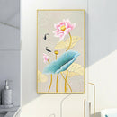 5D DIY Full Round Drill Diamond Painting Fish Lotus Cross Stitch Embroidery