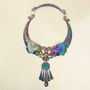 Boho Collar Necklace Women Big Colorful Elephant Carving Pendant Jewelry