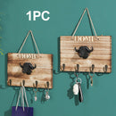Kitchen Wall Hook Home Bedroom Bull Head Key Storage Retro Wooden Rope Hanging