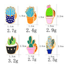 6 Pcs / set Enamel Pins Succulent Green Plant Potted Cactus Brooch Accessories