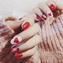 red heart acrylic nail tips short false nails art fingernails 24pcs/set -Q