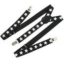 Y-Shape Five Pointed Star Print Adjustable Suspenders Belt Black