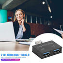 2 in1 Micro USB + USB2.0 to Dual 2 Ports USB2.0 OTG Hub Adapter Splitter