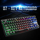 K16 Gaming Keyboard Colorful LED Backlit Wired Keyboard USB Wired 87 Keys