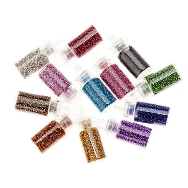 Decorations Nail Art Kit mini caviar beads & Nail Art glitter in 12 assorte W6D4