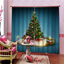Christmas Curtains, Happy New Year Christmas Tree and Lights Print, Living Room