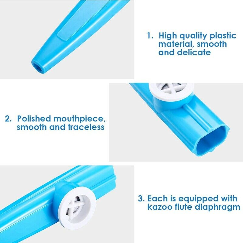24 Pieces Plastic Kazoos 8 Colorful Kazoo Musical Instrument, Good Companio